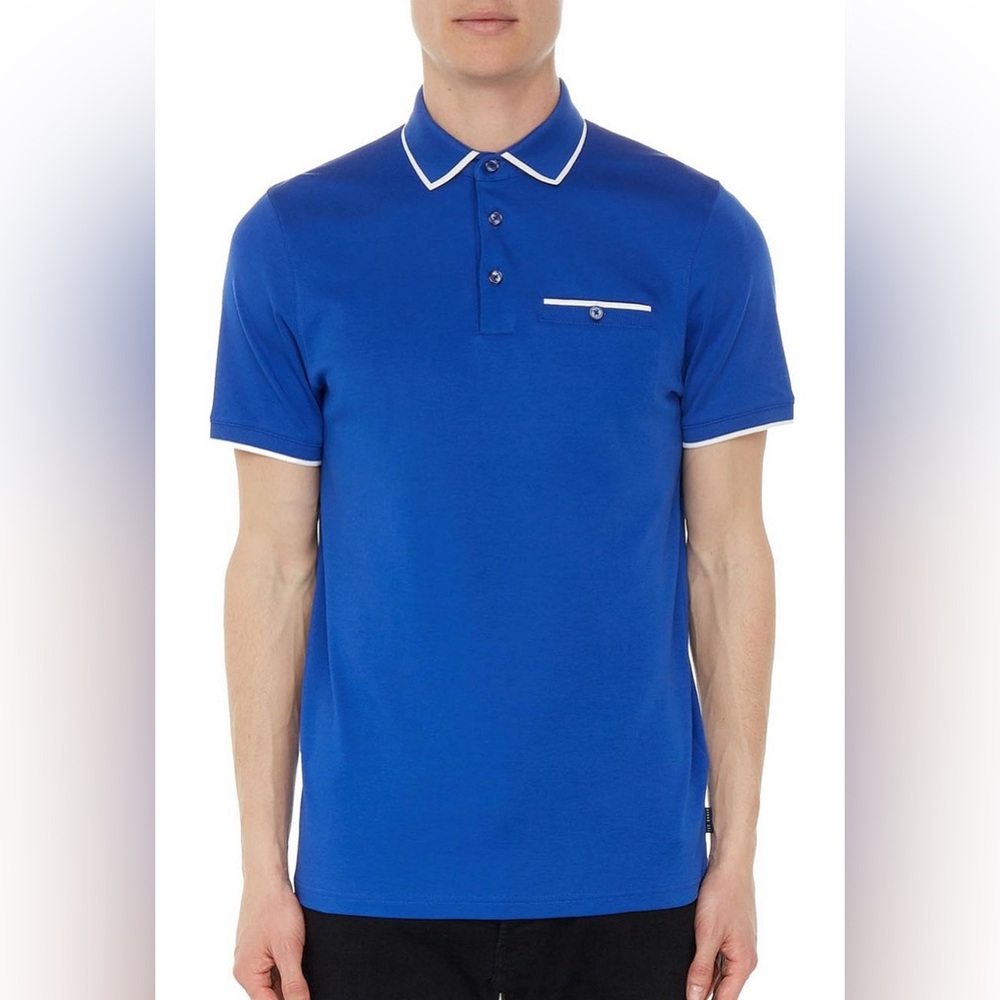 Ted Baker London “JELLY” Polo Shirt Royal Blue with White Contrast Trim Size 3